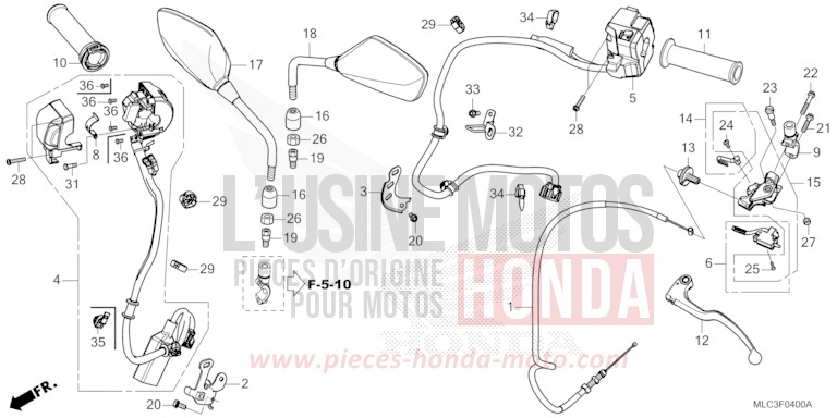 CONTACTEUR DE POIGNEE/POIGNEE/CABLE/MIROIR de Transalp 750 PEARL DEEP MUD GRAY (NHC47) 2025